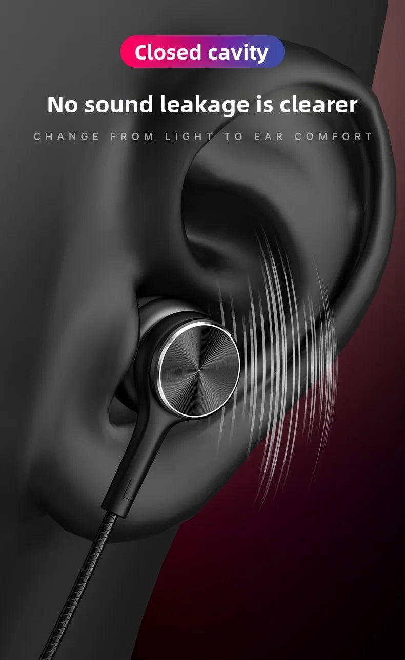 Type C Wired Headphones HiFi Stereo Volume Control Headset With HD Mic 3.5mm Earphones For Samsung Galaxy  iPhone 17 16 Earbud