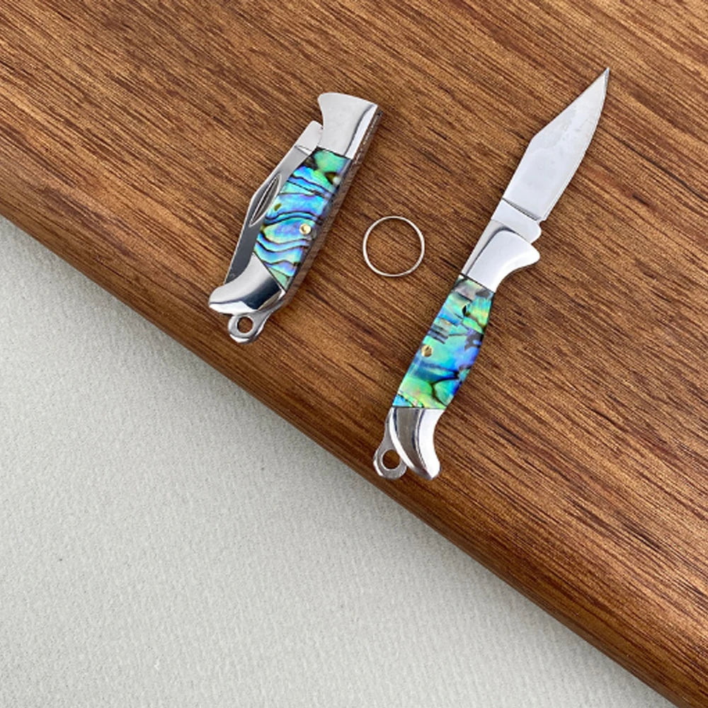 MINI Shell Brass Folding Knife Pocket Keychain Portable Resin Steel Knives Survival EDC Tool Cutter Peeler Hunting Gift