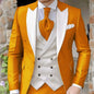 Pink Men's Elegant Peak Lapel Tuxedo 3-Piece Suit with Blazer Vest And Pants Set for Formal Business Prom Grooming