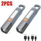 Mini Portable LED Strong Lighting ABS Flashlamp USB Rechargeable With Hook Zoomable Torch Outdoor Camping Hanging Emergency Lamp