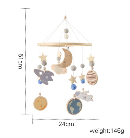 Baby Soft Felt Cartoon Wool Ball Seashell Rattles Hanging Bed Bell Newborn Mobile Crib Wooden Bracket Montessori Education Toys
