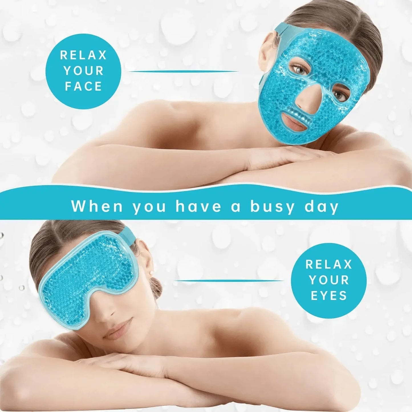 Gel Cooling Ice Face Eye Mask Facial Mask Hot Cold Compress Pack Gel Beads Cold Face Eye Mask Ice Pack,Compress Sleeping FaceSPA