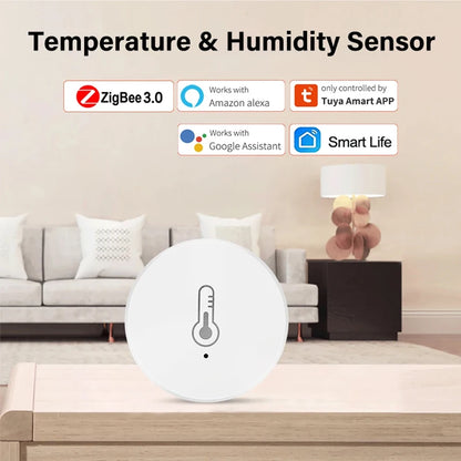 Tuya Zigbee Temperature and Humidity Sensor App Remote Monitor Thermometer Hygrometer for Home/Plant Work with Alexa Google Home