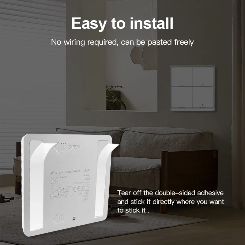 Works with Tuya Zigbee Smart Scene Switch Button 4 Gang 12 Scene Switch Push Button Controller in Smart Life App ZigBee Gateway