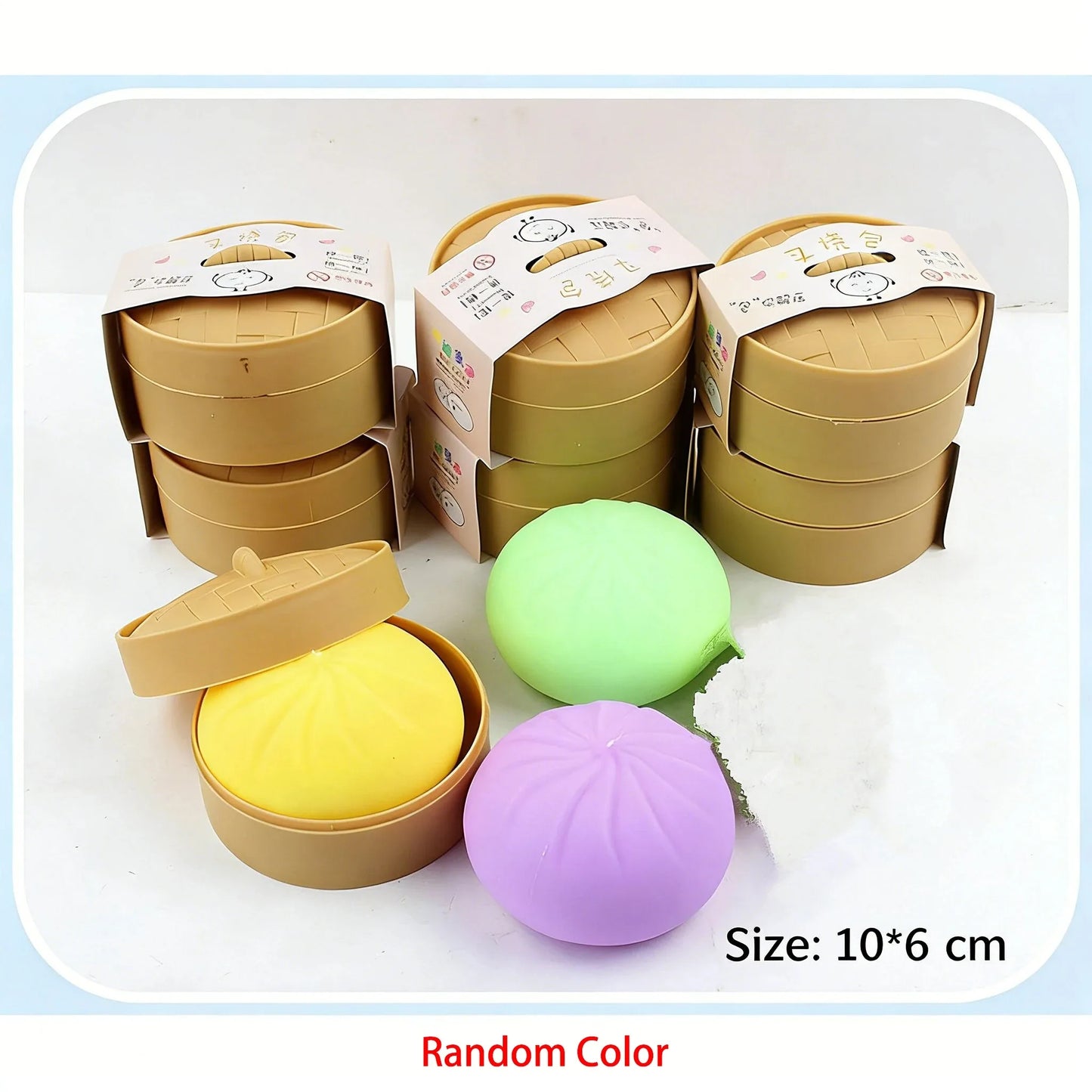 Colorful Steamer Dumpling Squishies Stress Ball Slow Rising Squeeze Fidget Toy Anti-Stress Sensory Relief for Adults Funny Gifts