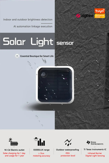 Waterproof Outdoor Brightness Detector With Real Time Luminance Monitoring Solar Light Sensor Tuya Zigbee IP65