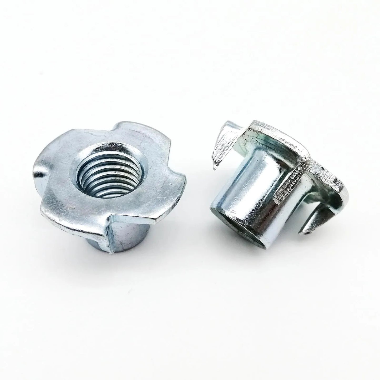 2/10/20pc M4 M5 M6 M8 M10 M12 Thickened Steel Four Claws Speaker Nut Blind Pronged Insert T-Nut for Wood Furniture Length=8-17mm