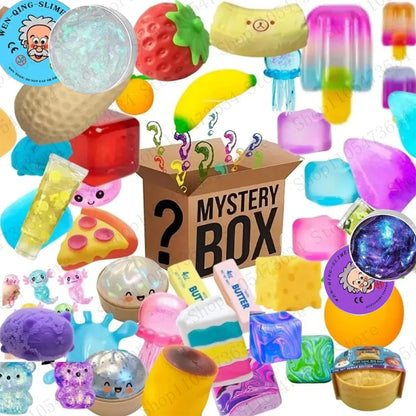 &100+Pcs Surprise Box Toys Novelty Stress Relief Assorted Squishy Figures Blind Box Fun Mystery Fidget  Stress Relief Surprise