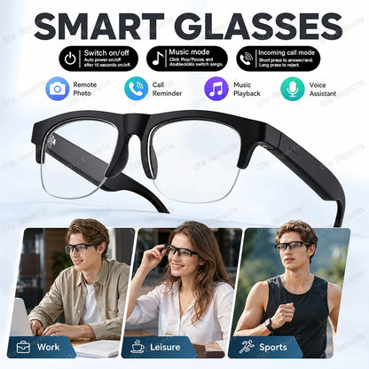 New Wireless Bluetooth Smart Sunglasses Touch Control Music Remote Camera Voice Call Built-in Voice Assistant Smart Glasses HT22