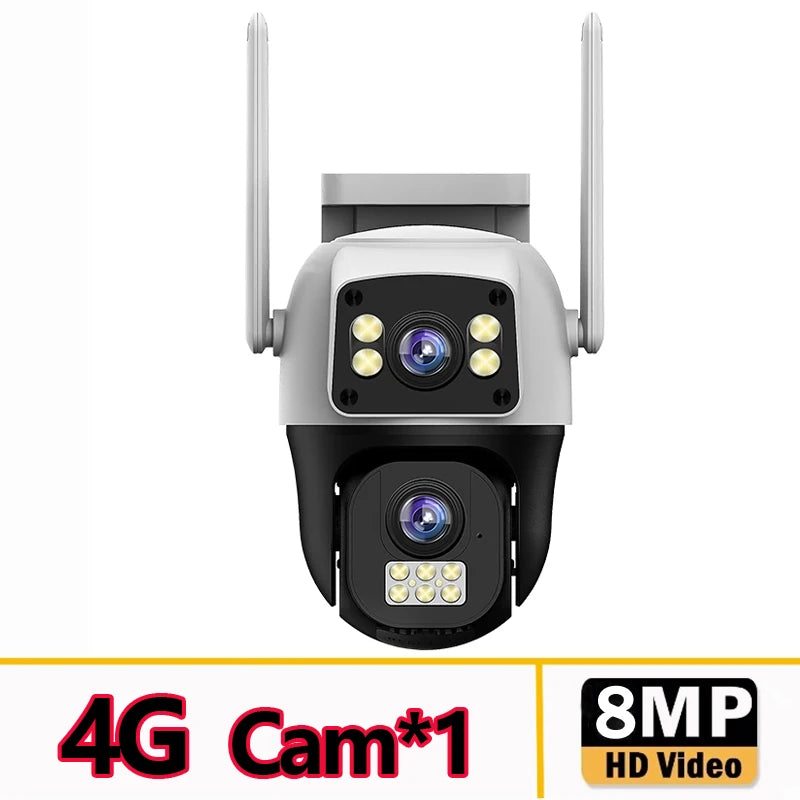8MP 4G Camera Dual Lens Dual Screen Wireless WiFi Outdoor Surveillance Two-way Audio  Auto Tracking CCTV Cameras PTZ IP Cameras