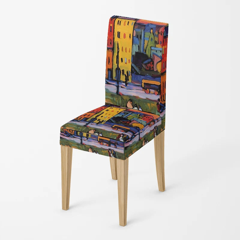 Home chair cover Oil painting style kitchen chairs Coversadjustable dining elastic fabricchairs covers chair cover for wedding