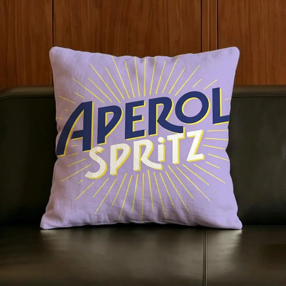 Brand A-Aperol L-Logo S-Spritz Cushion Cover Natural Linen Pillowcase Set, All-in-One Decor for Sofa, Bedroom & Chair