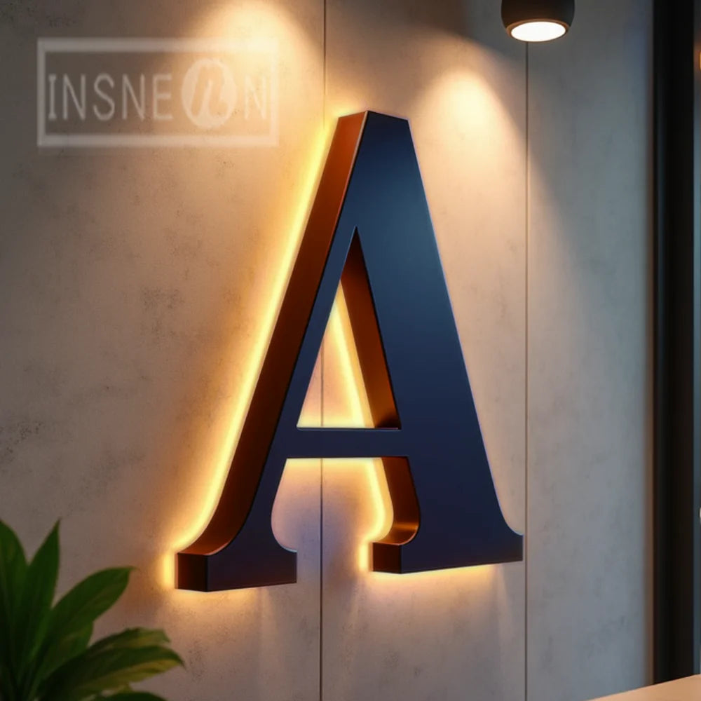Custom 3D Metal Letter LED Illuminated Signage - Backlit Halo Front Lit Wall Logo for Indoor Outdoor Commercial Business Decor