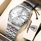 POEDAGAR Elegant Casual Ladies Watch Luminous Waterproof Week Date Fashion Woman Wristwatch Stainless Steel Women Quartz Watches