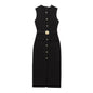 Women's Dress Black Long Dresses Spring Summer 2025 Button Up Sleeveless Sundress Vestidos Elegant Casual Women's Dresses