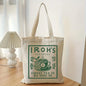 A Iluo Teahouse Pattern printed canvas tote bag, suitable for daily use, shopping, school, and travel