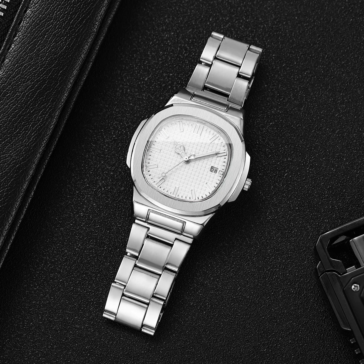 2/4PCS Fashion Men Business Watches Set Simple Square Mens Quartz Watch with Calendar Reloj Hombre（Without Box）