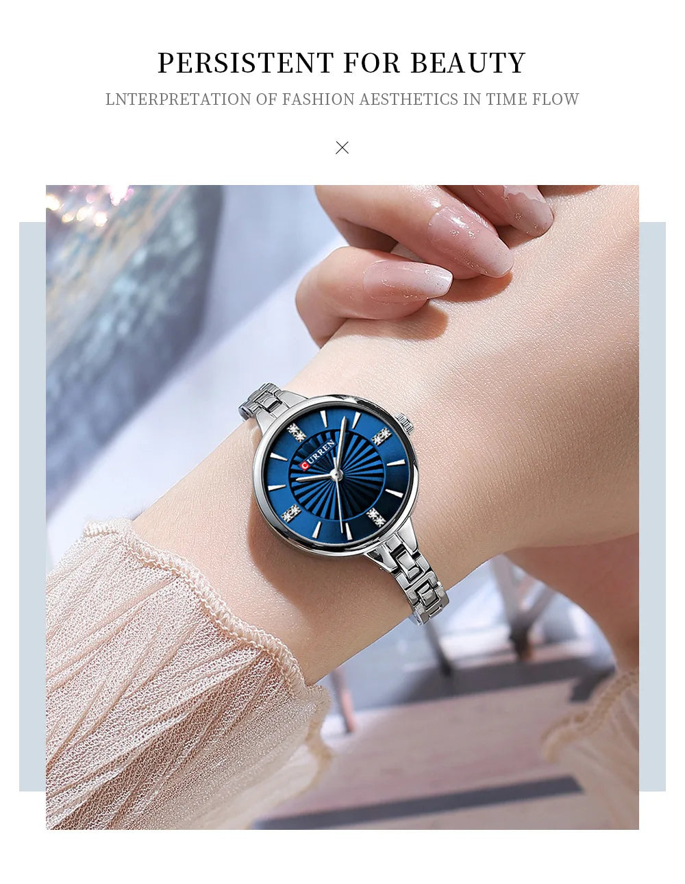CURREN 9097 Elegant Women's Quartz Watch Luxury Stainless Steel Strap Women's Watch часы женские наручные