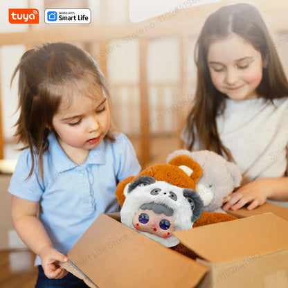 Tuya Smart  AI Plush Robot w/LED Eyes & Voice Control,Interactive Smart Toy USB Rechargeable Companion for Kids Gifts/Smart Home