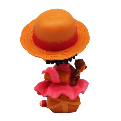 Anime peripheral series new ONE PIECE Luffy Solon Sanji Q-version sitting posture model figurine toy for children birthday gifts