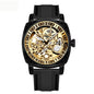 1pcs Men's gold dial silicone strap vintage fashion skeleton gear luxury details Mechanical Watch for daily business party holid