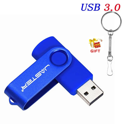 High Speed Mini USB 3.0 Flash Drive 128GB Rotatable Memory Stick Free Key Chain Pen Drive 64GB Red Pendrive Black U Disk 32GB