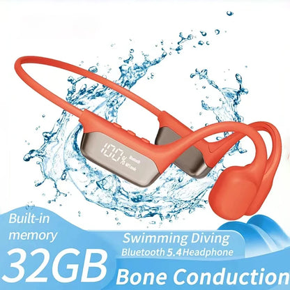 Bezprzewodowe słuchawki z przewodnictwem kostnym Bluetooth 32 GB odtwarzacz MP3 Wodoodporne IPX8 do pływania Sportowe słuchawki HIFI