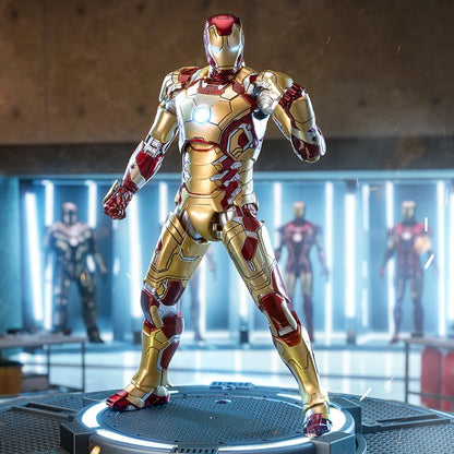 7 inches LED ZDTDS Toy Iron Man3 MK42 Large Platform Action Figure Movie Doll Tony Stark Joint Mobility Model Birthday Gift