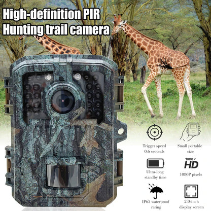 Hunting Trail Camera 16MP 1080P Wild Animal Detector Trail Camera HD Waterproof Monitoring Infrared Heat Sensing Night Vision