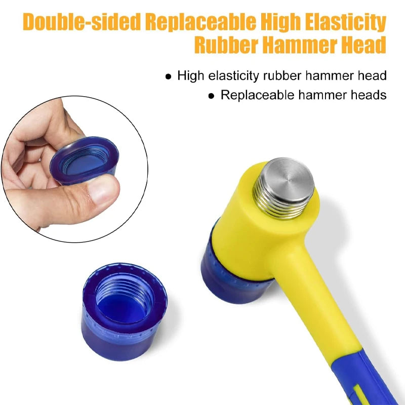 25-45mm Double-sided Rubber Mounting Hammer Detachable Hammerhead for Tile Flooring Door Window Crafts Jewelry Camping Hand Tool