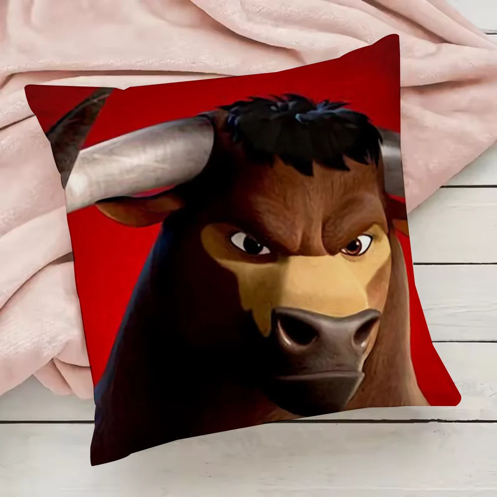Cute Cartoon Ferdinand Pillow Case Pillowcase Anti-dustmite Pillow Invisible zipper silky short plush Sofa cushion cover