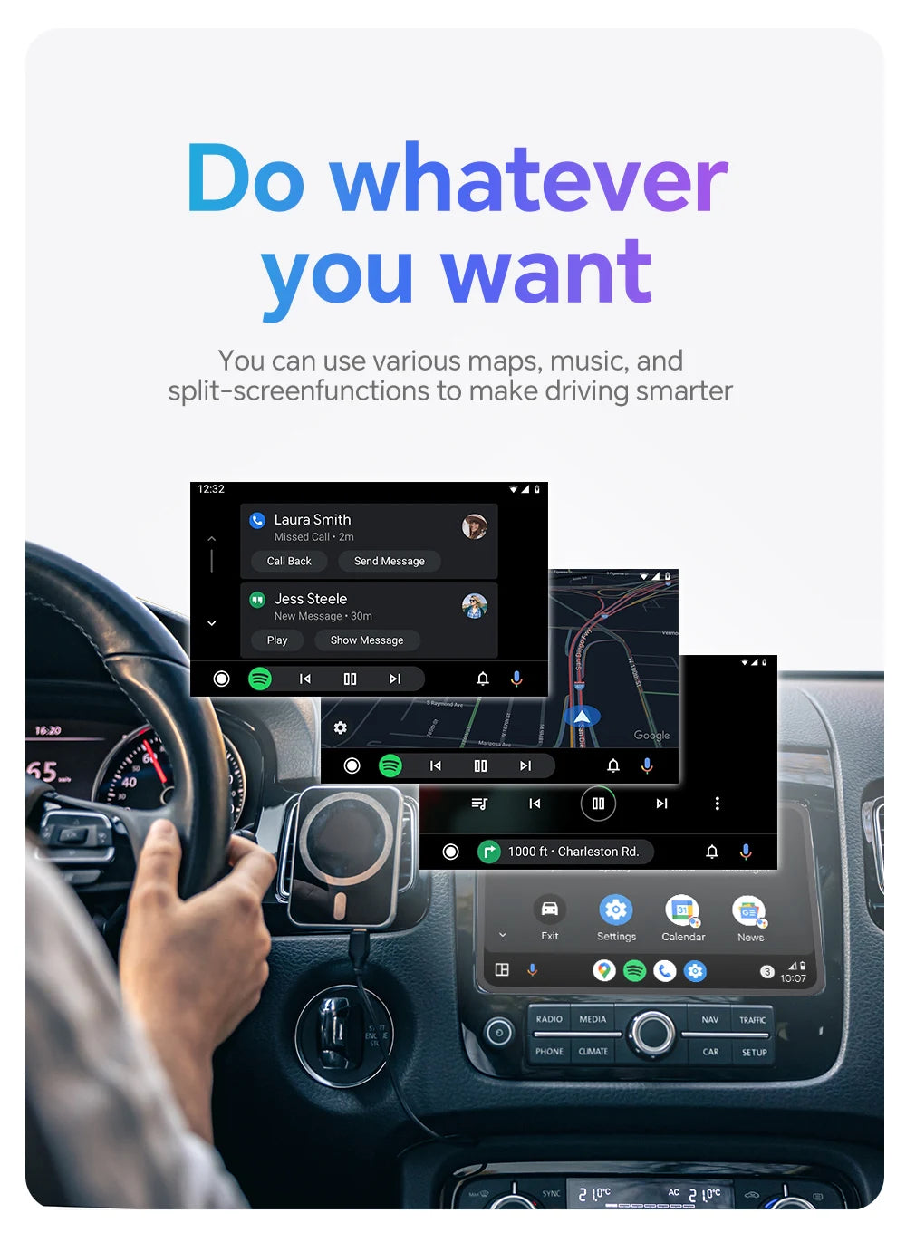 XUDA 2in1 Wireless CarPlay Dongle Wireless Android Auto Adapter AI Smart Box Car Intelligent Systems For Car With Wired CarPlay