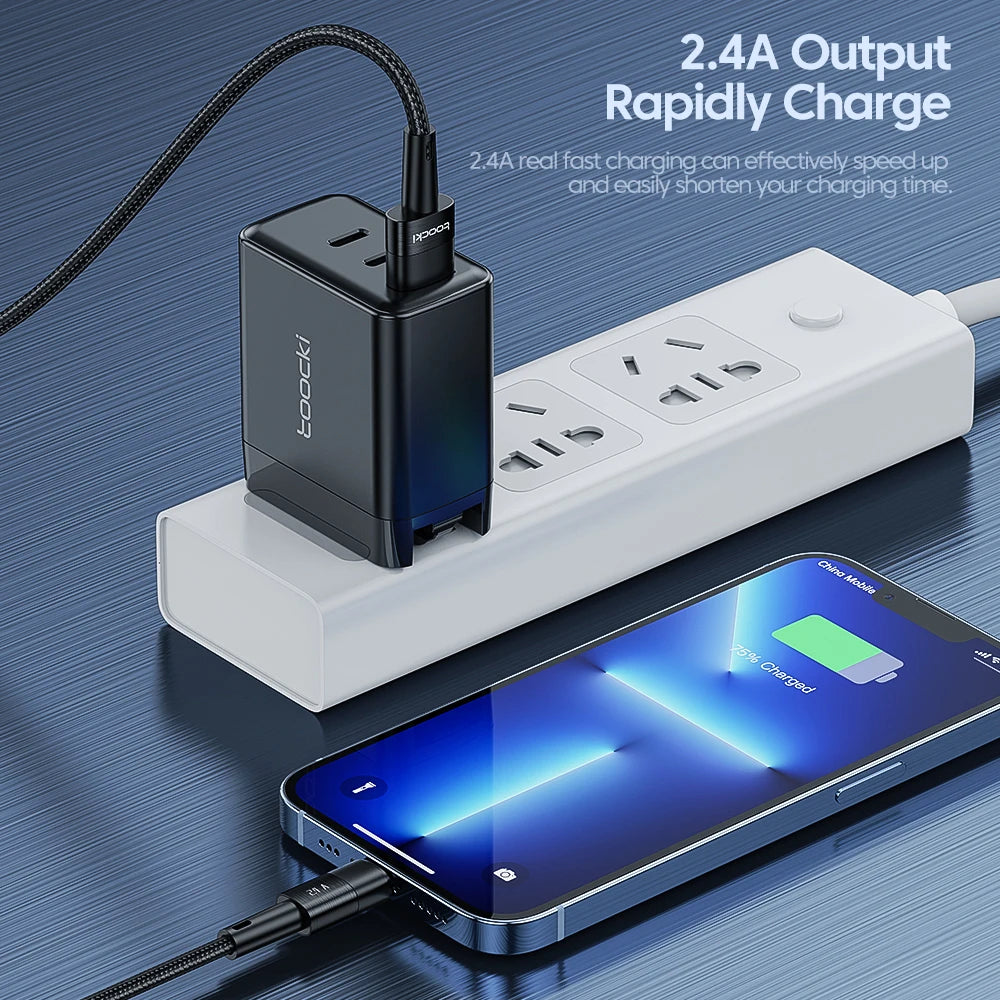 Toocki USB Cable For iPhone 14 13 12 Pro Max X XS XR 8 7 Plus iPad Fast Charging Charger Aluminum iP Cable For iPhone Data Cord