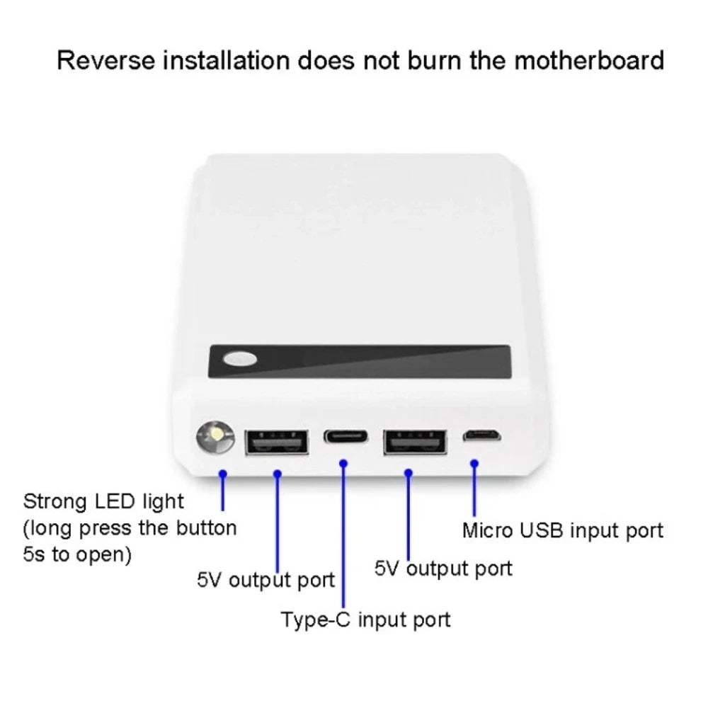 6*18650 Battery Holder Dual USB Power Bank Battery Box Mobile Phone Charger DIY Shell Case