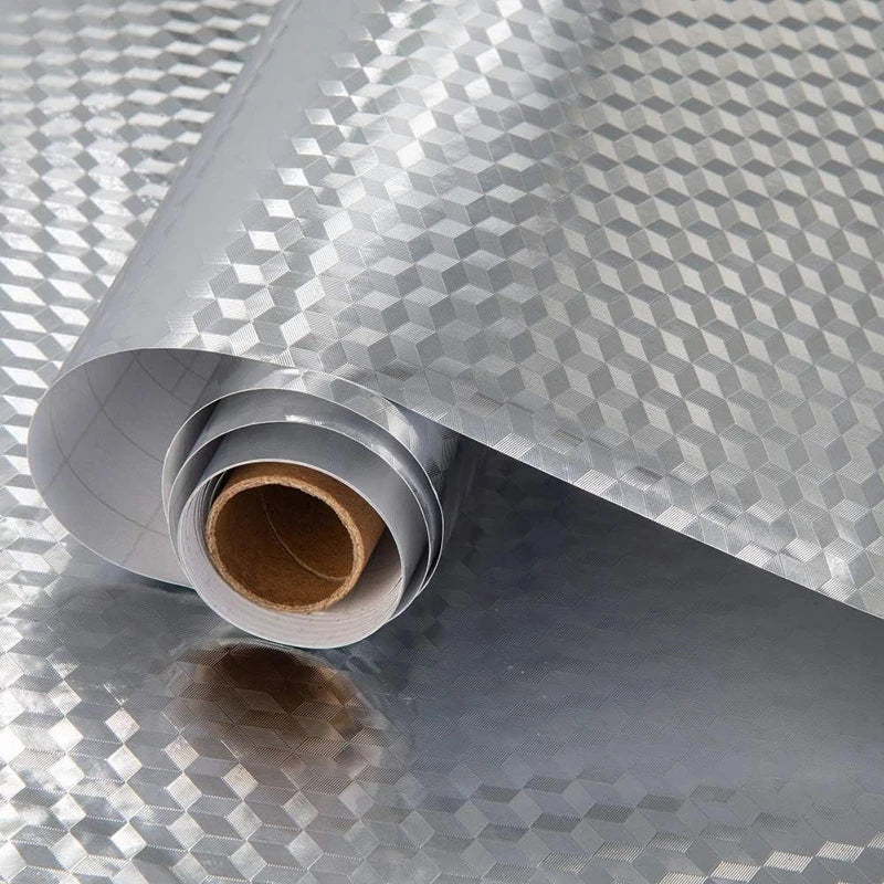 kitchen stickers self-adhesive aluminum foil anti-oil waterproof wallpaper for countertops drawers cabinets shelves line