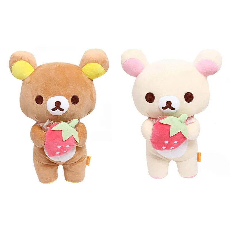 White Rilakkuma Plush Cute Animal Strawberry Cute Bear Stuffed Doll Kuma Plushies Kawaii Room Deocr Toys Xmas Gift for Kids