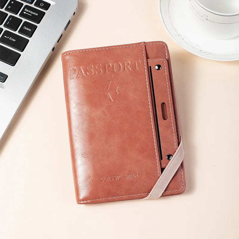 Passport Holder and Wallet in One, Anti-Theft, Anti-Degaussing, Multi-Functional Document and Card Storage Bag, Travel Ticket Holder, Portable Business and Travel Document Organizer, Essential Document Protection Cover for Go