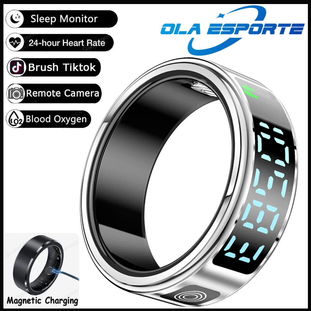 2026 Smart ring with charging compartment HD screen，sports mode 5ATM waterproof，long battery life smartring for ios Andriod