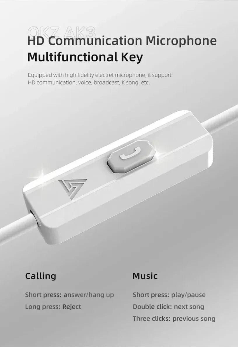 QKZ CK5 FiLe Wired Earphone Professional Gaming And Sports Noise Cancelling Headphones with Microphone HiFi Music Earphone