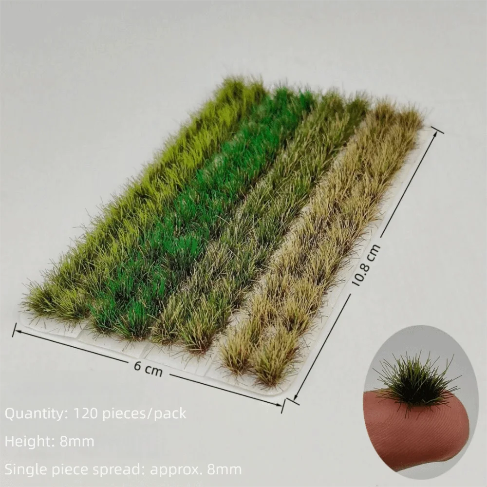 120PCS Multicolor Grass Tufts 8mm Height Self-Adhesive Miniature Flower Grass Model DIY Accessories Sand Table Layout