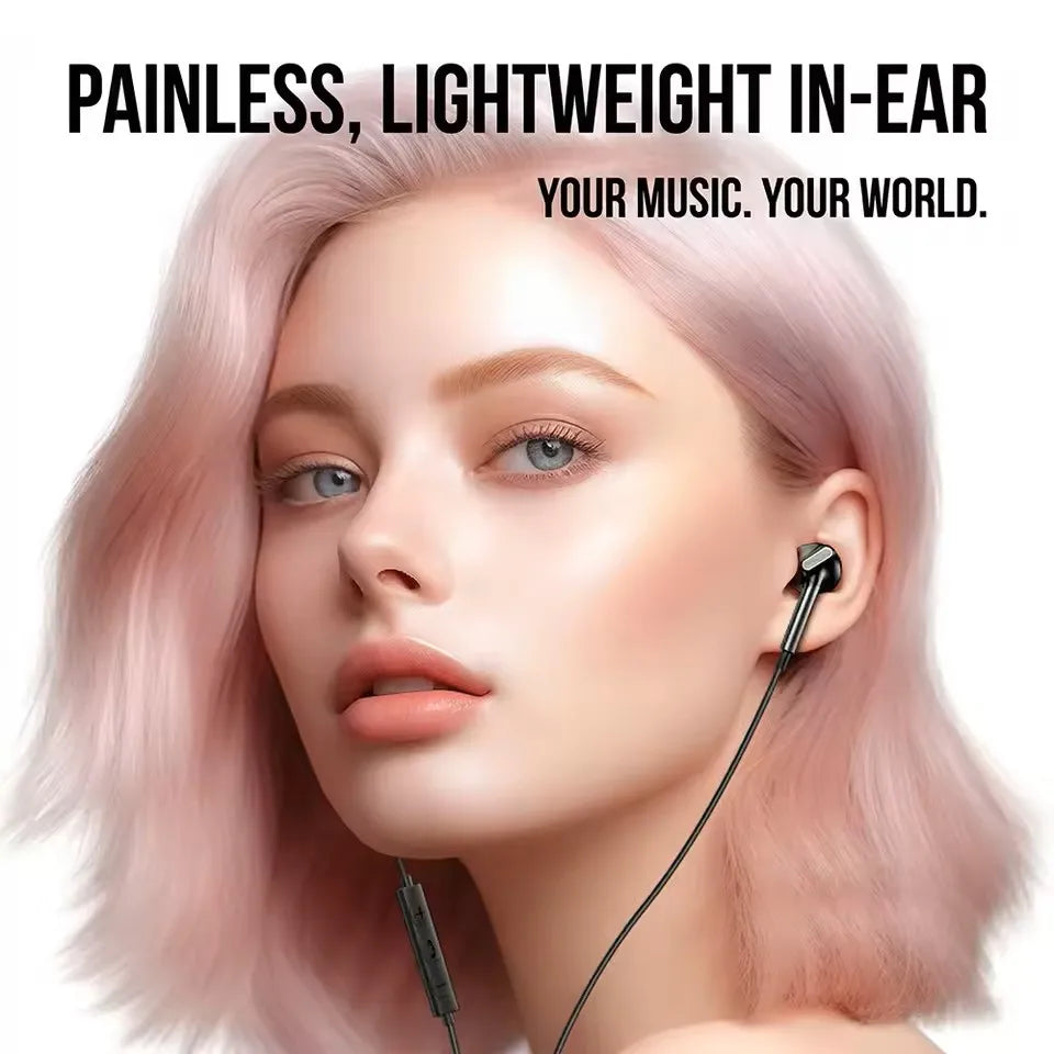 USB Type C Wired Headphones 9D HiFi Stereo Headset 3.5mm Music Earphones With Mic Volume Control For Samsung iPhone 17 16 Xiaomi