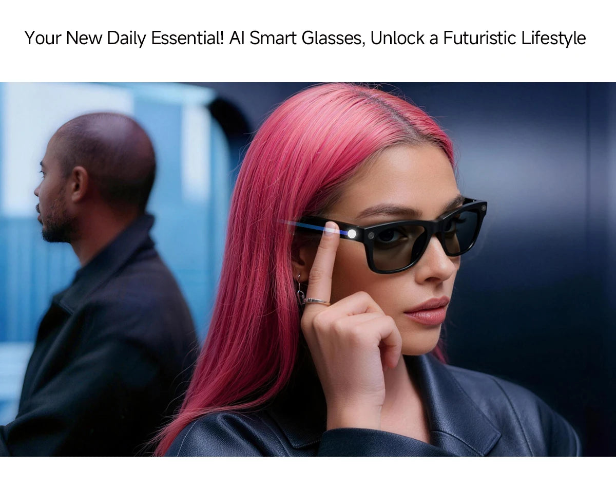 MT5 Ultra AI Smart Glasses 8MP Camera Video Recording Real-Time Translation Bluetooth Call Music with Charging Case