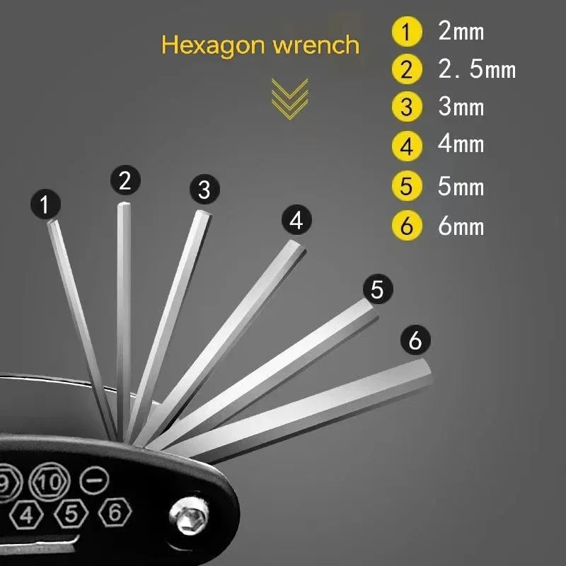 16-in-1 Hexagon Wrench & Screwdriver Set - Multi-Functional Portable Tool Kit for Motorcycle, Bicycle & Furniture Maintenance