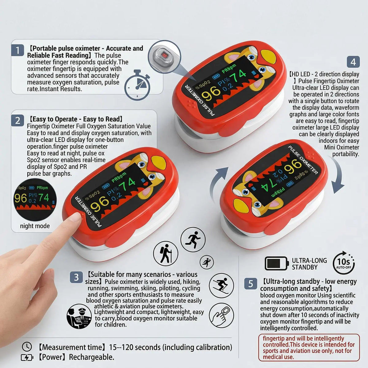 Baby Thermometers Pulse Oximeter Finger Digital Thermometer Accurate Oral Armpit Temperature Reading Fever Alert Termometer ﻿
