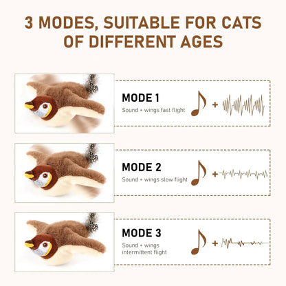 USB Rechargeable Interactive Catnip Electric Bird Toy Touch Activated Squeaky Plush Pet for Cat Dog Kitten Play Party Gift
