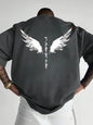 Minimalist men's summer new wing letter print soft and breathable round neck T-shirt outdoor street fashion top