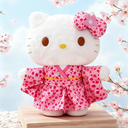 Japanese Style Sakura Pink Kimono Hello Kitty Plush Doll Toy Cute Soft Cushion Room Sofa Decor Pillow Companion Doll Girl Gift