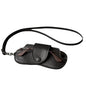 PU Leather Sunglasses Storage Bag with Lanyard Solid Color Sunglasses Pouch Portable Durable SunGlasses Holder