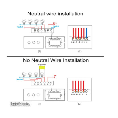 Wifi smart switch Suitable for EWelink App Bluetooth RF Alexa Google voice control No neutral wire Install Touch light switch