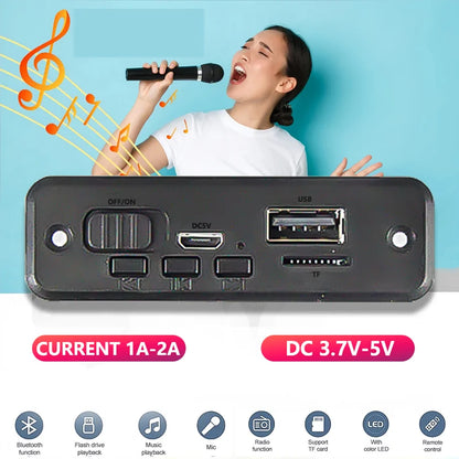 6W Bluetooth Amplifier Board MP3 Player Module with USB TF FM Radio 3.7V-5V Audio Power Amplifier for Car DIY Speaker Project